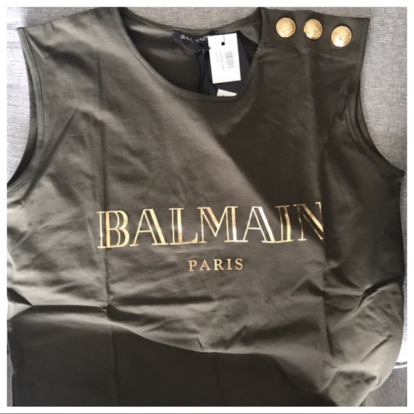 Balmain Logo Button Tank Shirt - Picture 6 of 8